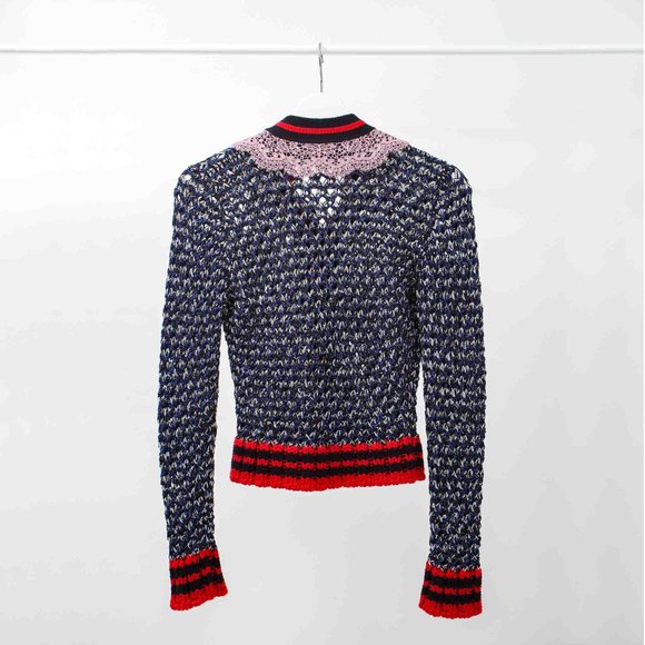 Gucci Metallic Knit Cardigan with Wool Trim - Picture 2 of 5